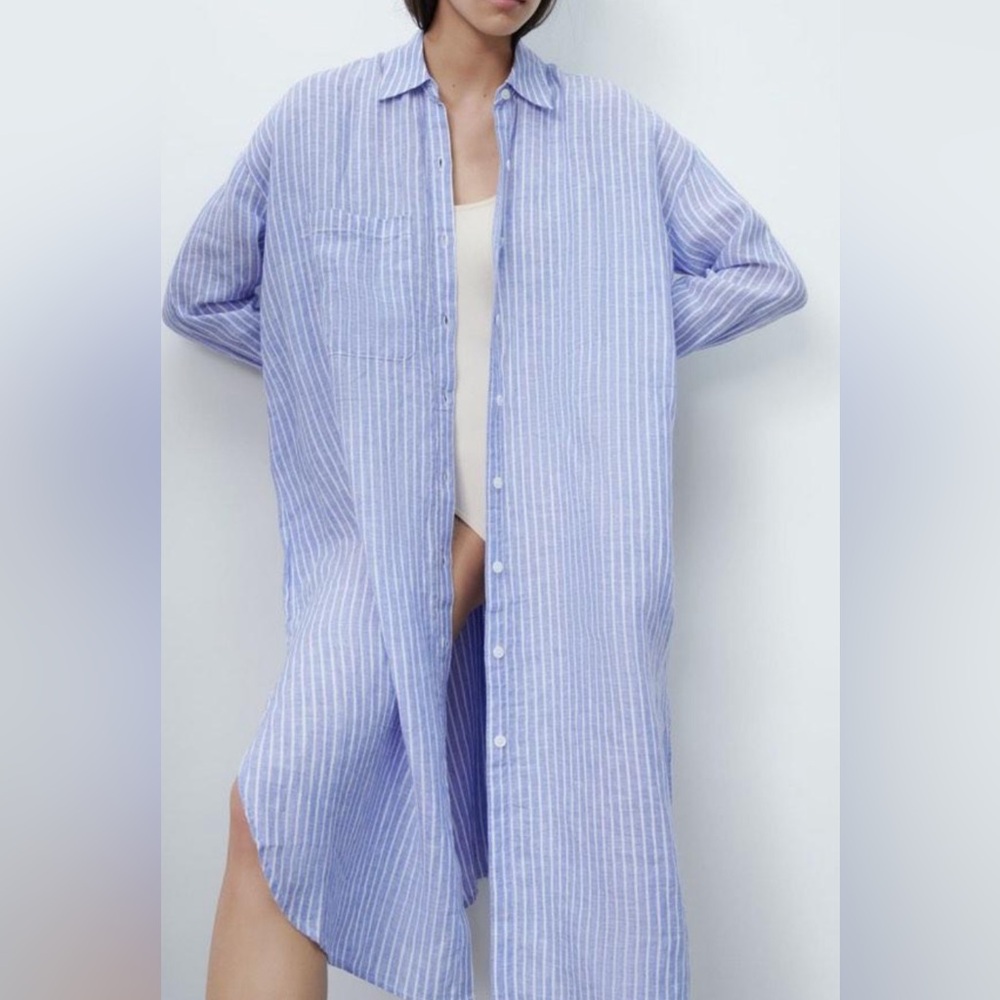 Zara oversized linen shirt dress. Perfect condition. Sise xs/s